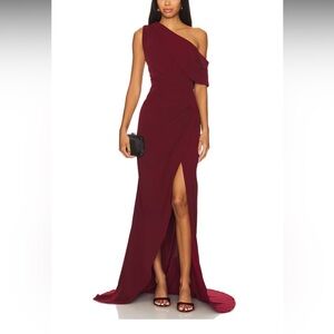 Elliatt Isadora Burgundy One Shoulder Evening Gown L prom wedding